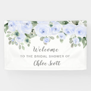 Dusty Blue Roos Floral Vrijgezellenfeest Welcome Spandoek