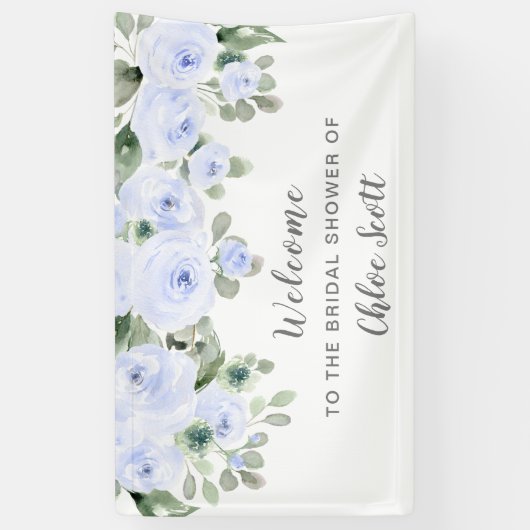 Dusty Blue Roos Floral Vrijgezellenfeest Welcome Spandoek (Verticaal)