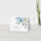 Dusty Blue Roos Floral Weddenschap Hartelijk dank Bedankkaart (Voorkant)