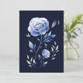 dusty blue roos flower bruiloft kaart (Staand voorkant)
