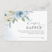 Dusty Blue Roos Flowers Diaper Raffle Kaart (Voorkant)