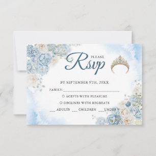 Dusty Blue Roos Flowers Quinceanera Response Kaart