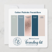 Dusty Blue & Roos Gold Color Palette Swatch Kaart (Voorkant)