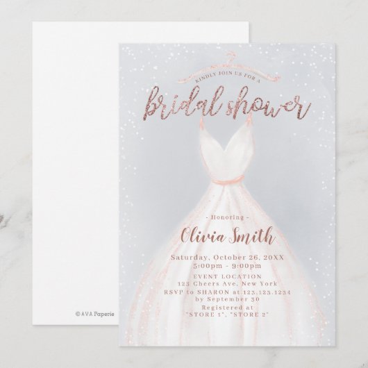 Dusty Blue Roos Gold Elegant Dress Vrijgezellenfee Kaart (Voorkant / Achterkant)