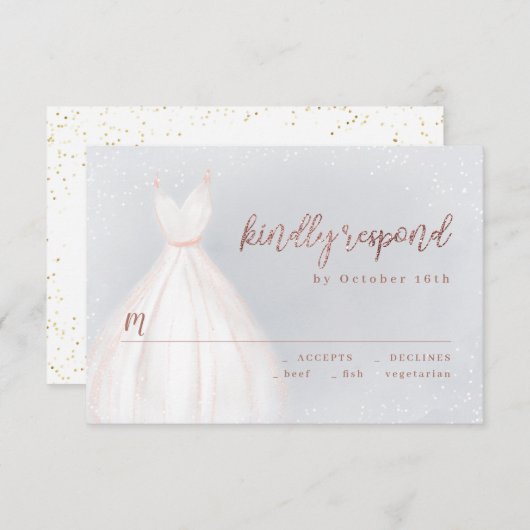 Dusty Blue Roos Gold Elegant Sparkle Dress RSVP (Voorkant / Achterkant)