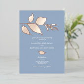 Dusty Blue Roos Gold Engagement Party Folie Uitnodiging (Staand Voorkant)