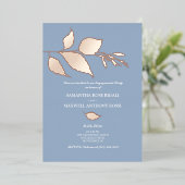 Dusty Blue Roos Gold Engagement Party Folie Uitnodiging (Staand Voorkant)