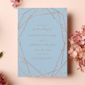 Dusty Blue Roos Gold Glitter Geometrische bruiloft Save The Date