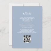 Dusty Blue Roos Gold Glitter QR Code Wedding Kaart (Achterkant)