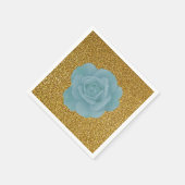 Dusty Blue Roos Gold Glitter Vrijgezellenfeest Wed Servet (Hoek)