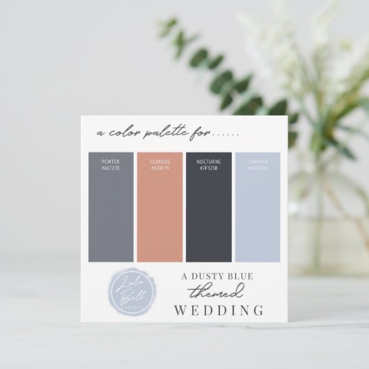 Dusty Blue Roos Gold & Navy Colour Palette Kaart (Staand voorkant)