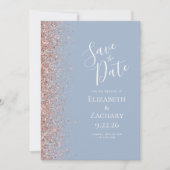Dusty Blue Roos Gold Save the Date Aankondiging (Voorkant)