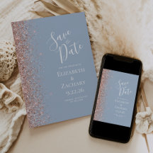 Dusty Blue Roos Gold Save the Date