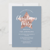 Dusty Blue Roos Gold Star Kerstfeest Kaart (Voorkant)