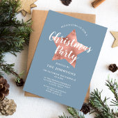 Dusty Blue Roos Gold Star Kerstfeest Kaart