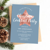 Dusty Blue Roos Gold Star Kerstmis Cocktail Party Kaart