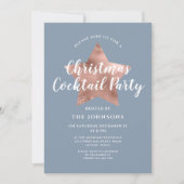 Dusty Blue Roos Gold Star Kerstmis Cocktail Party Kaart (Voorkant)