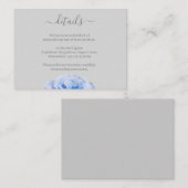 Dusty Blue Roos Grey Floral Wedding Hotel Details Informatiekaartje (Voorkant / Achterkant)