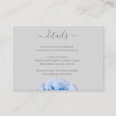 Dusty Blue Roos Grey Floral Wedding Hotel Details Informatiekaartje (Voorkant)