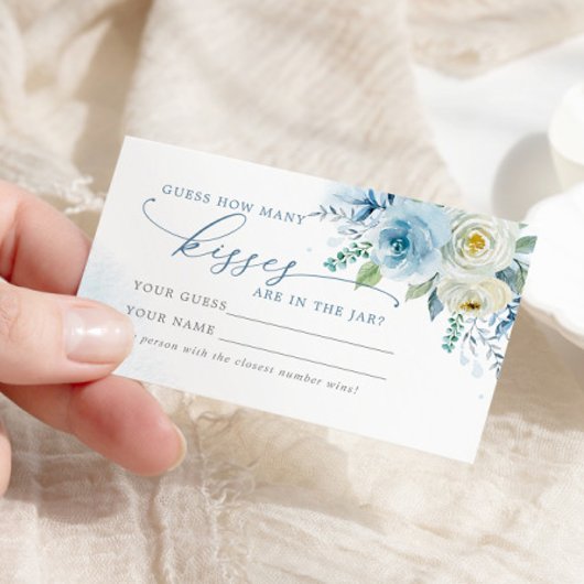 Dusty Blue Roos Hoeveel Kussen Douche Game Card Plaatskaartje