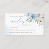 Dusty Blue Roos Hoeveel Snoepjes Douche Game Card Plaatskaartje (Voorkant)