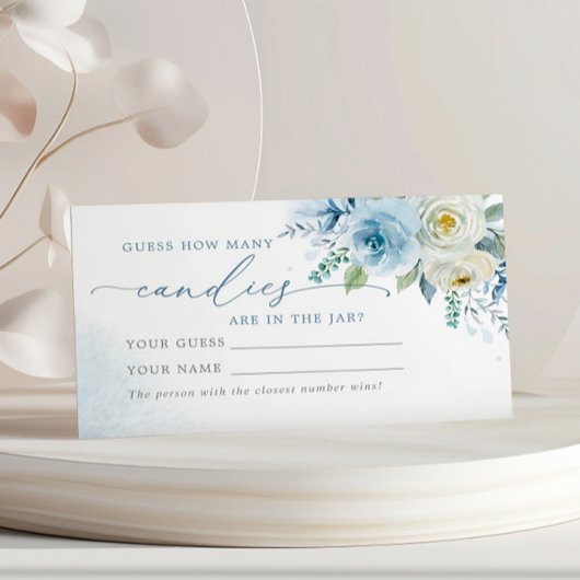 Dusty Blue Roos Hoeveel Snoepjes Douche Game Card Plaatskaartje