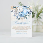 Dusty Blue Roos in Bloom Spring Summer Baby shower Bedankkaart (Staand voorkant)