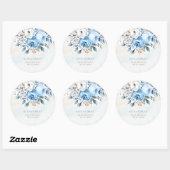 Dusty Blue Roos in Bloom Spring Summer Baby shower Ronde Sticker (Vel)