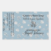 Dusty Blue Roos Leaves Line Art Modern zeeplabel Rechthoekige Sticker (Voorkant)