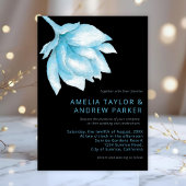 Dusty Blue Roos Modern Waterverf Bloemen Huwelijk Kaart