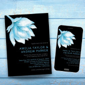 Dusty Blue Roos Modern Waterverf Bloemen Huwelijk Kaart