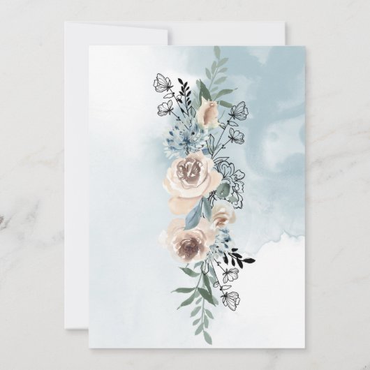 Dusty Blue Roos Papel Picado Country Quinceañera Kaart (Achterkant)