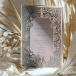 Dusty Blue & Roos Quartz Vintage bruiloft Folie Uitnodiging<br><div class="desc">Zet de toon voor een betoverende trouwdag met onze Serene Blue en Roos Quartz Rococo Elegance Wedding Invitation Suite. Deze set heeft een sierlijke voorkant met een serene blauwe achtergrond en blush accenten, gemarkeerd door metallic gouden folie voor een vleugje luxe. De achterkant vult het aan met een blush canvas...</div>