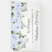 Dusty Blue Roos Quinceanera Party Welkom Spandoek (Verticaal)