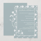Dusty Blue Roos Rehearings Dinner Invitation Kaart (Voorkant / Achterkant)