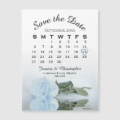 Dusty Blue Roos Save the Date Calendar Magnet (Voorkant)