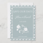 Dusty Blue Roos Save the Date Notice Aankondiging (Voorkant)