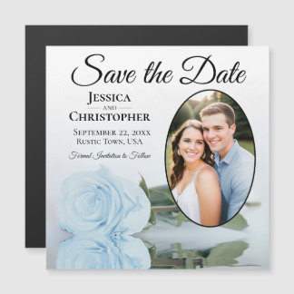 Dusty Blue Roos Save the Date Oval Photo Magnet