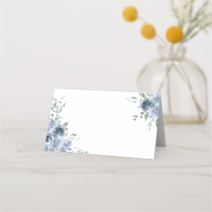 Dusty Blue Roos Weddenschap Place Card Plaatskaartje