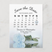 Dusty Blue Roos Wedding Calendar Save the Date Aankondigingskaart (Voorkant)