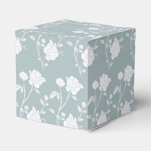 Dusty Blue Roos Wedding for Box Bedankdoosjes (Achterkant)