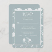 Dusty Blue Roos Wedding RSVP Kaart (Voorkant / Achterkant)