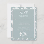 Dusty Blue Roos Wedding RSVP Kaart (Voorkant)