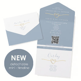 Dusty Blue Rope Heart Timeline All In One Wedding  All In One Uitnodiging