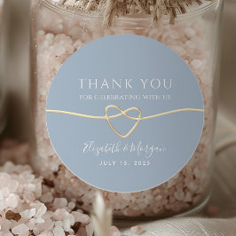 Dusty Blue Rope Heart Wedding Favoriet Sticker