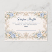 Dusty Blue Rose Baroque Diapper Raffle Informatiekaartje (Voorkant)