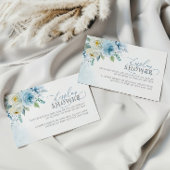 Dusty Blue Rose Flowers Display Shower Ticket Informatiekaartje