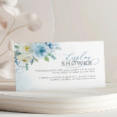 Dusty Blue Rose Flowers Display Shower Ticket Informatiekaartje