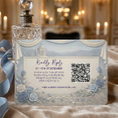 Dusty Blue Rose Romantic Wedding QR Code  RSVP Kaartje