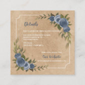 Dusty Blue Rose Rustic Kraft Wedding Details Informatiekaartje (Voorkant)